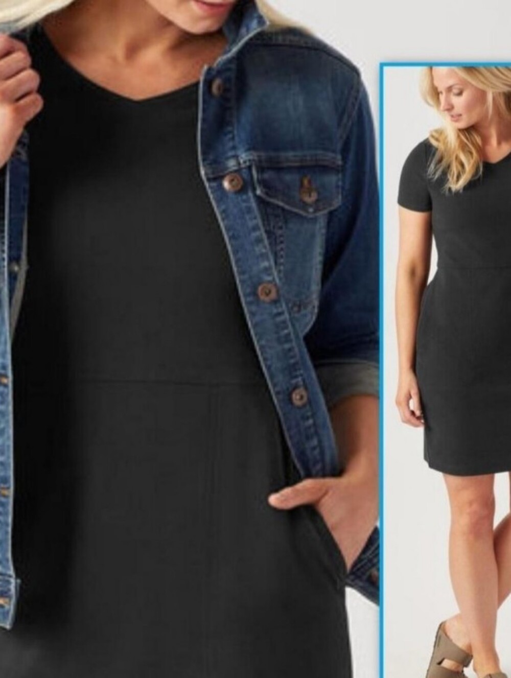 Duluth Black Short Sleeve Scoop Neck Dress Sz Medium